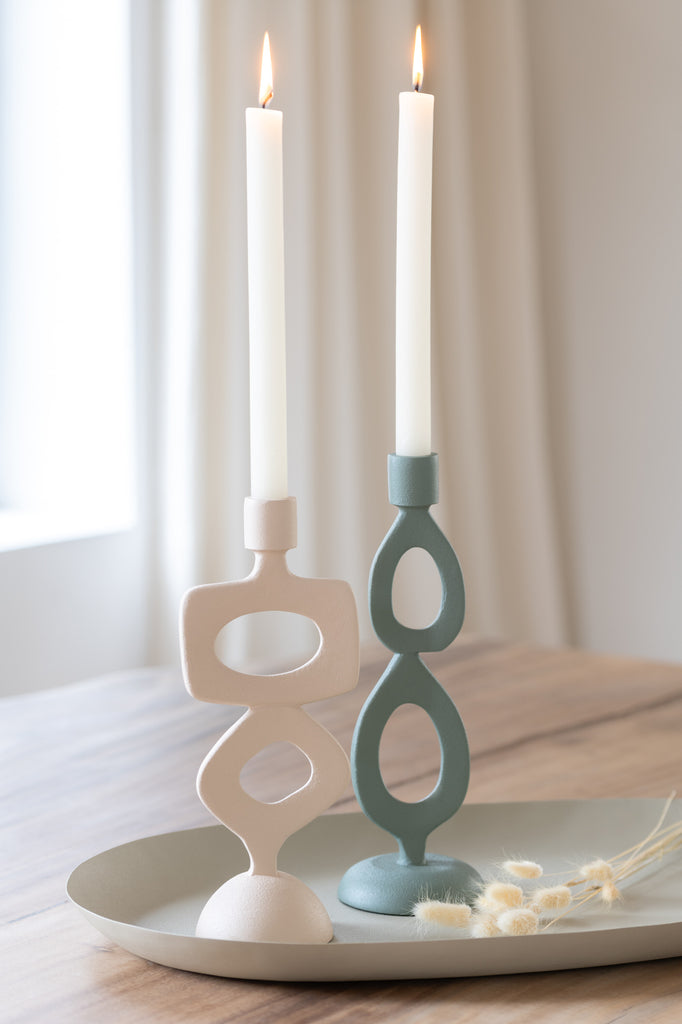 Kaarsenhouder Ringen Aluminium Groen Assortiment Van 2