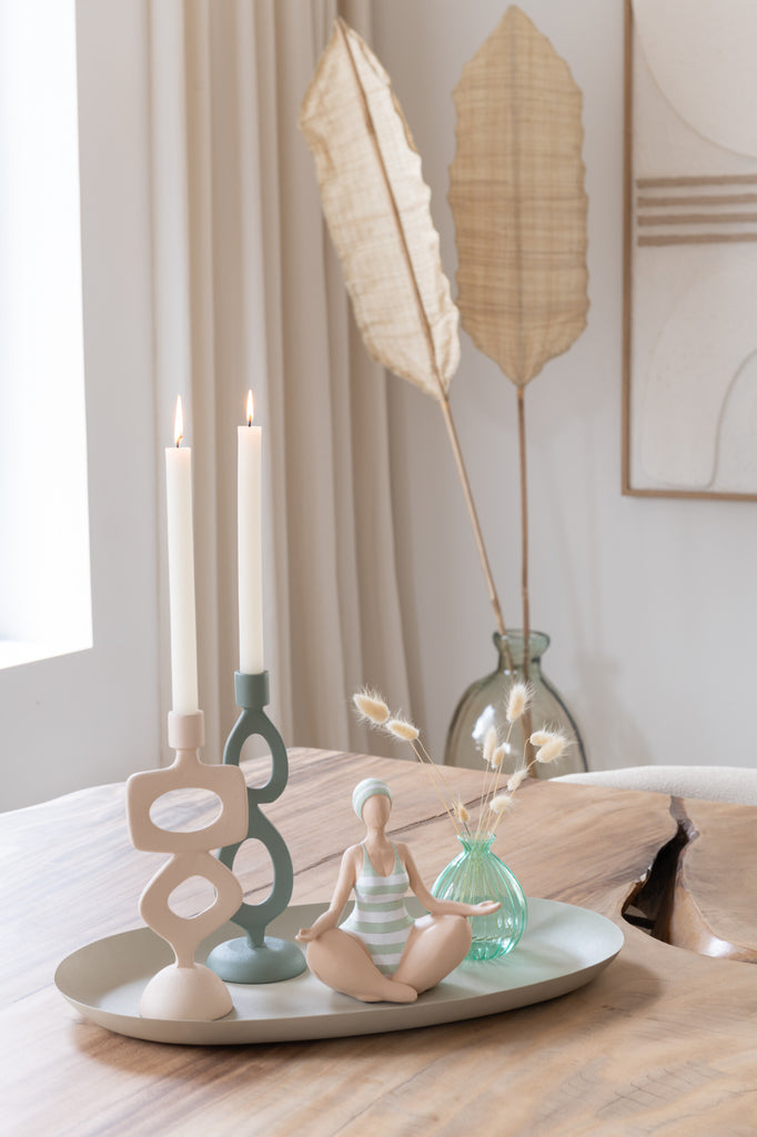Kaarsenhouder Ringen Aluminium Groen Assortiment Van 2