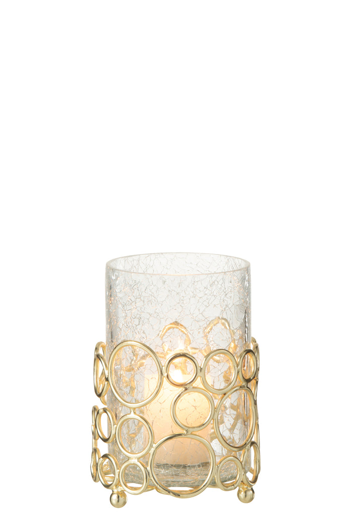 Kaarsenhouder Kiev Glas/IJzer Transparant/Goud Medium