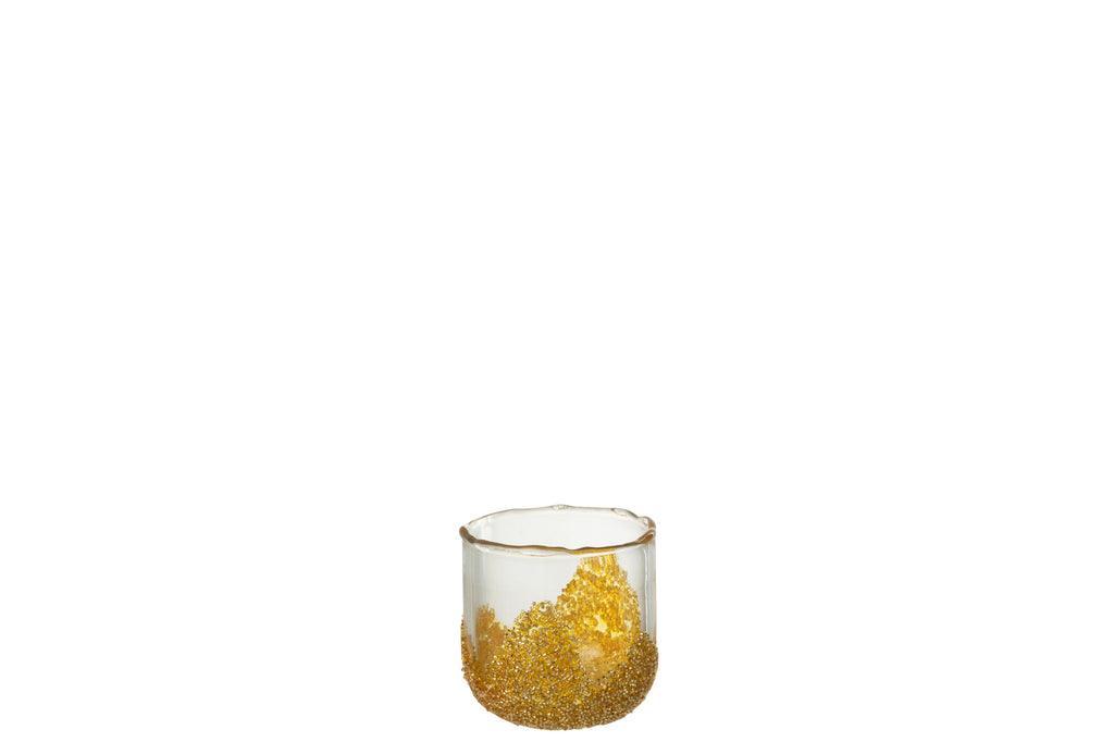 Kaarsenhouder Strass Glas Tr/Goud Klein