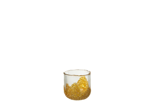 Kaarsenhouder Strass Glas Tr/Goud Klein