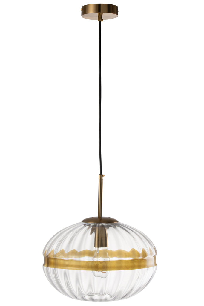 Plafondlamp Ovaal IJzer/Glas Transparant/Goud