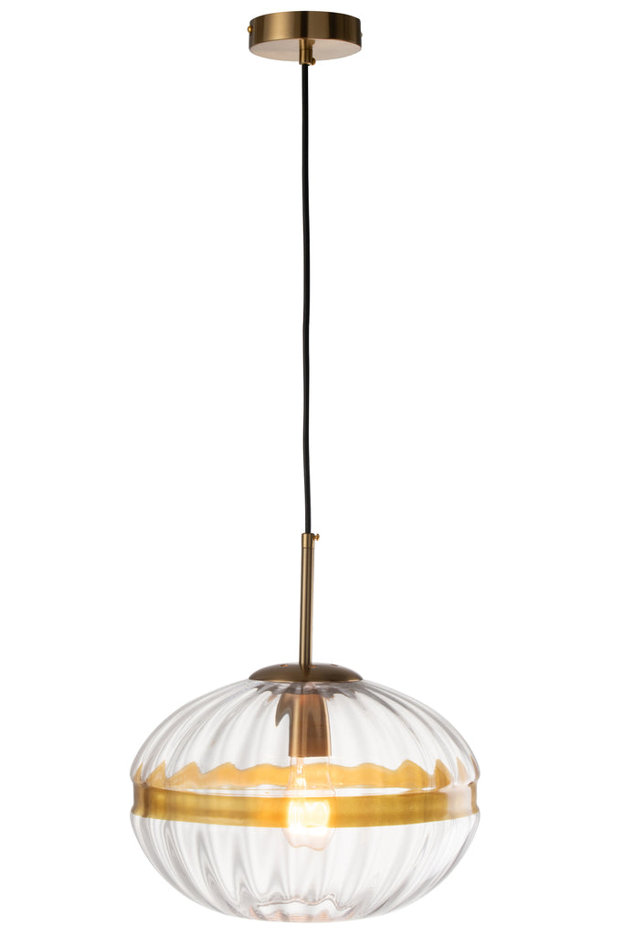 Plafondlamp Ovaal IJzer/Glas Transparant/Goud