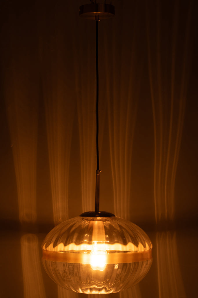 Plafondlamp Ovaal IJzer/Glas Transparant/Goud