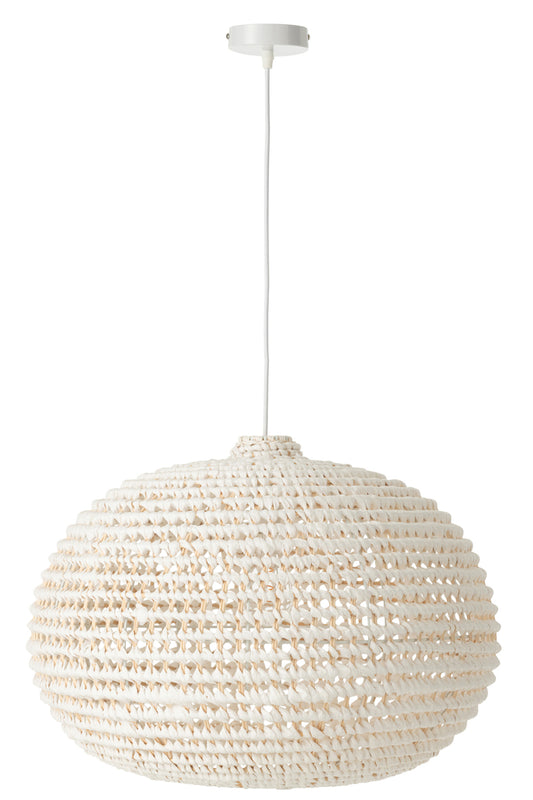 Plafondlamp Rond Gevlochten Metaal Wit