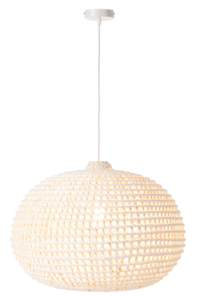 Plafondlamp Rond Gevlochten Metaal Wit