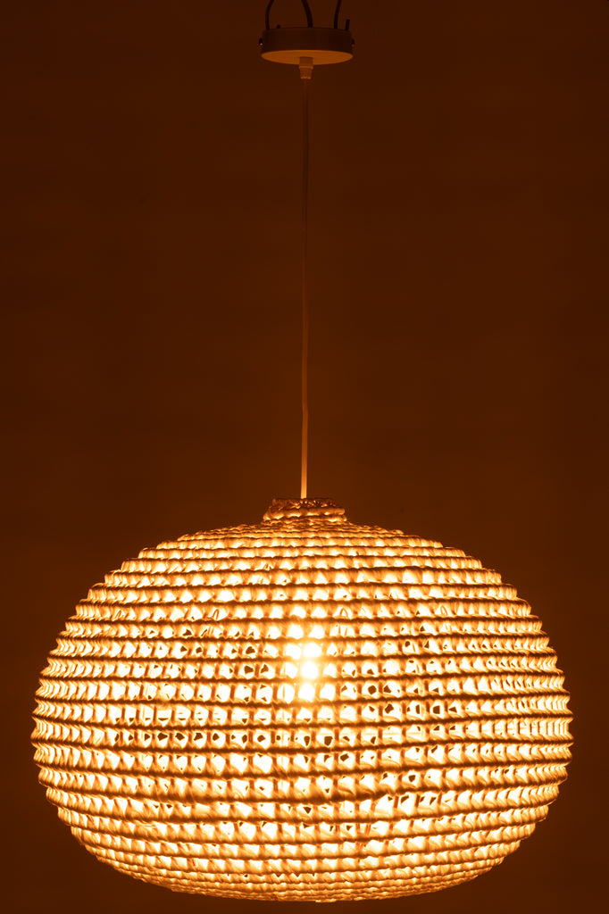 Plafondlamp Rond Gevlochten Metaal Wit