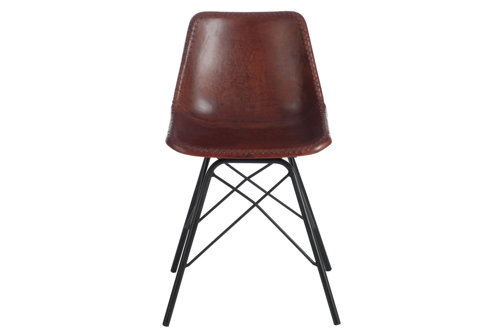 Stoel Loft Leer/Metaal Donkerbruin/Zwart
