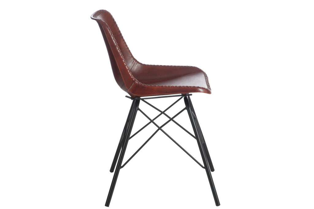 Stoel Loft Leer/Metaal Donkerbruin/Zwart
