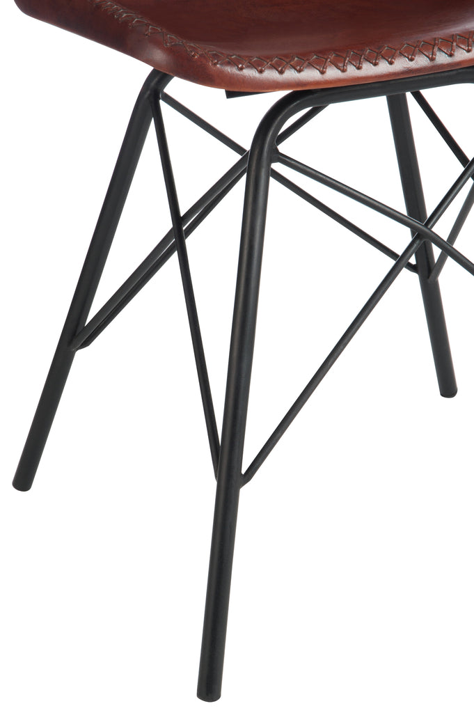 Stoel Loft Leer/Metaal Donkerbruin/Zwart