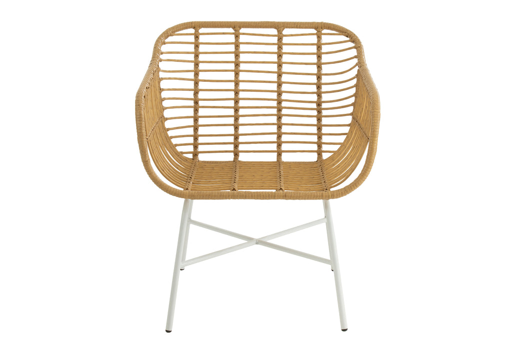 Stoel Rachelle Outdoors Met/Rotan Naturel/Wit