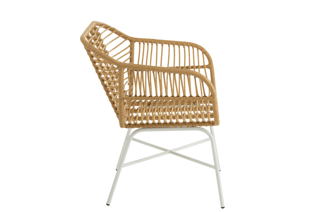 Stoel Rachelle Outdoors Met/Rotan Naturel/Wit