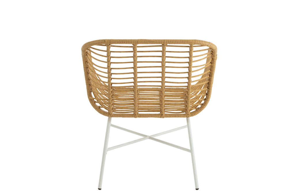 Stoel Rachelle Outdoors Met/Rotan Naturel/Wit