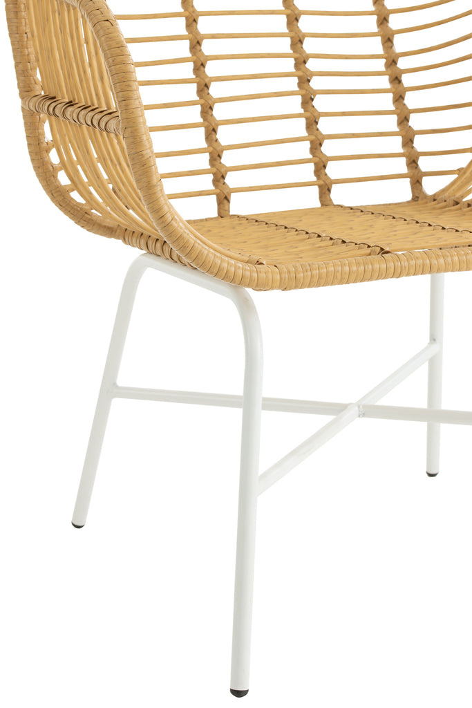 Stoel Rachelle Outdoors Met/Rotan Naturel/Wit