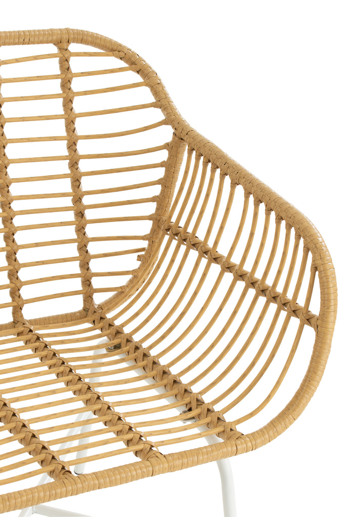 Stoel Rachelle Outdoors Met/Rotan Naturel/Wit