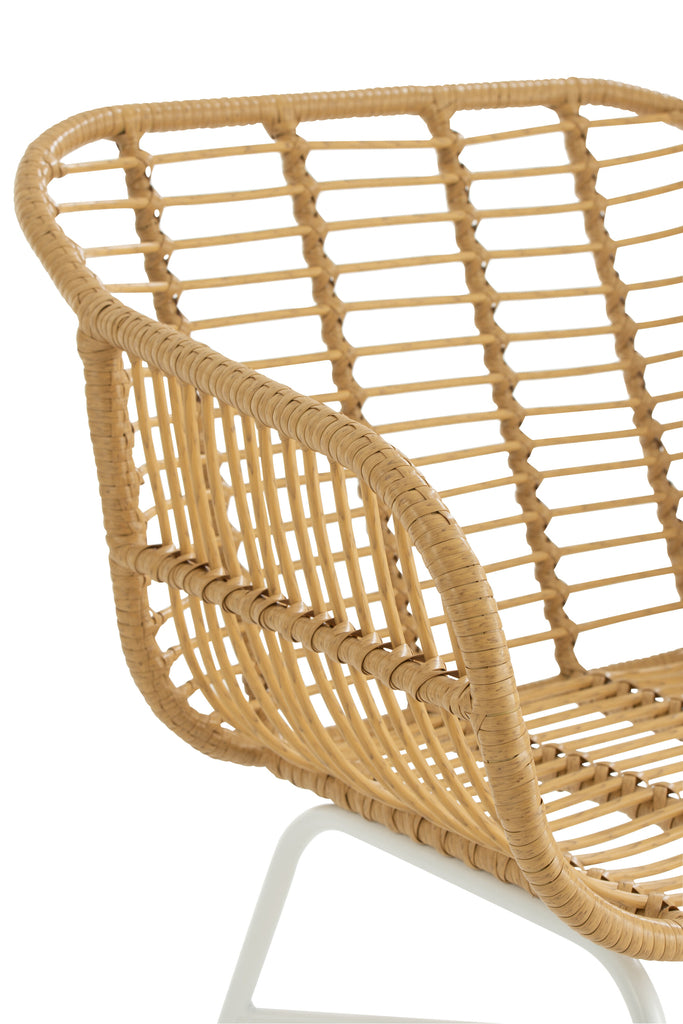 Stoel Rachelle Outdoors Met/Rotan Naturel/Wit