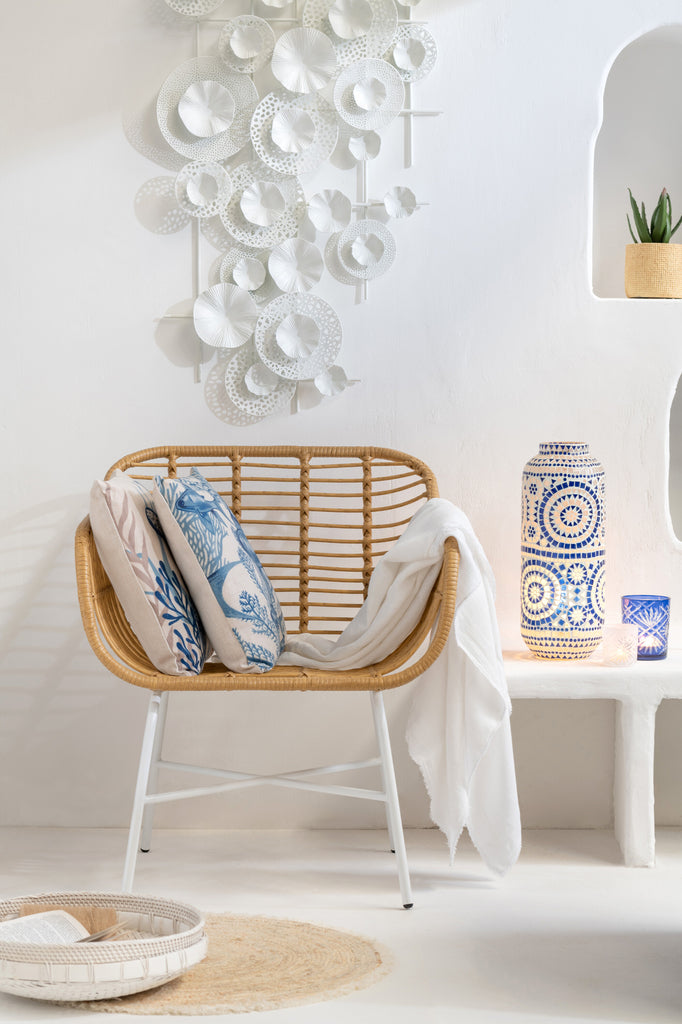 Stoel Rachelle Outdoors Met/Rotan Naturel/Wit