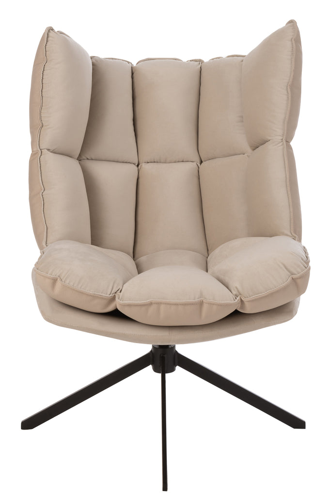 Stoel Relax Kussen Op Frame Textiel/Metaal Beige