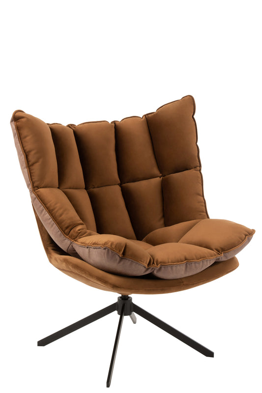 Stoel Relax Kussen Op Frame Textiel/Metaal Bruin