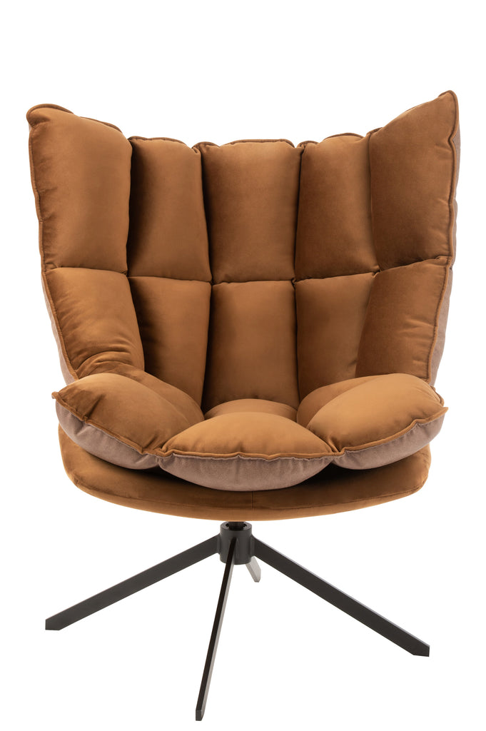 Stoel Relax Kussen Op Frame Textiel/Metaal Bruin