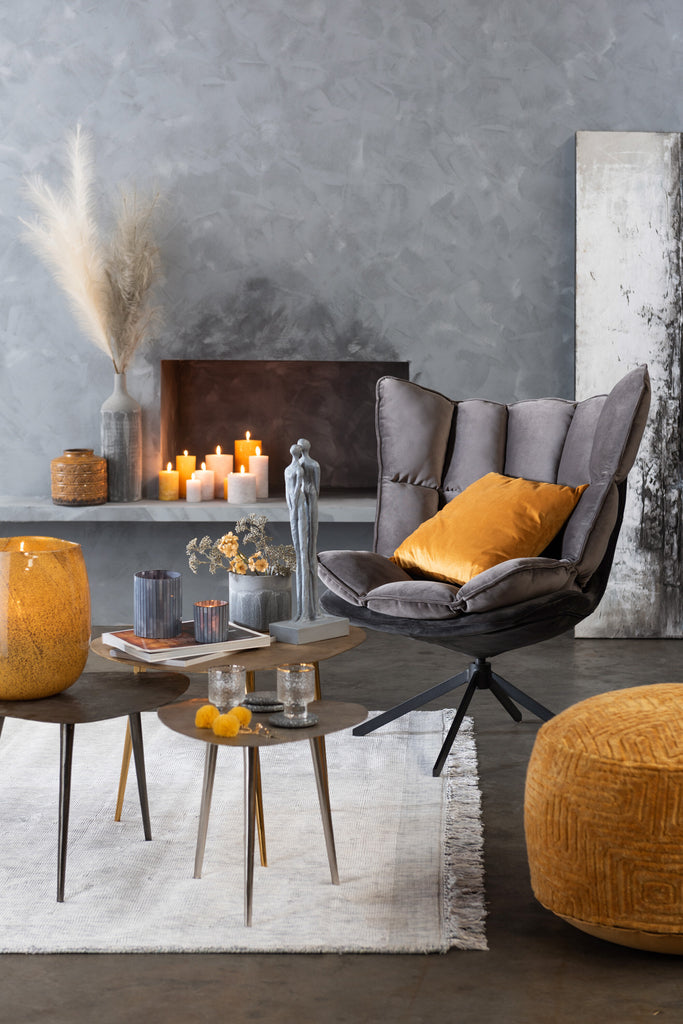 Stoel Relax Kussen Op Frame Textiel/Metaal Grijs