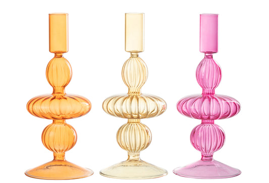 Kroonluchter Bollen Glas Oranje/Roze/Oker Assortiment Van 3