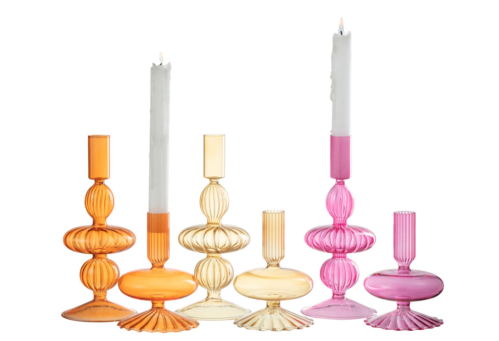 Kroonluchter Bollen Glas Oranje/Roze/Oker Assortiment Van 3