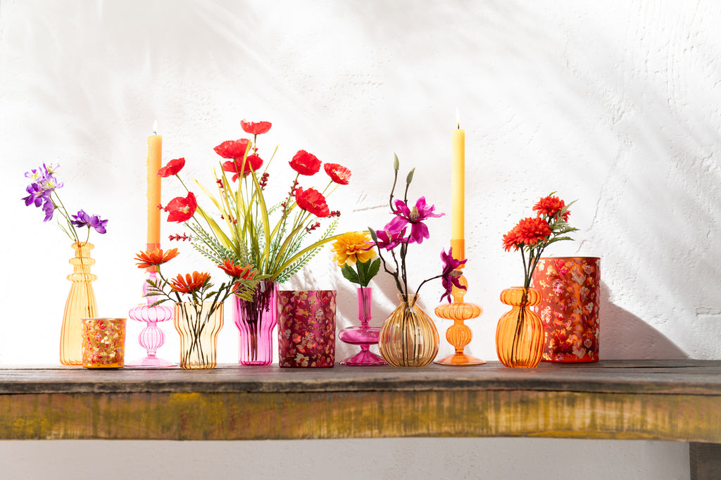 Kroonluchter Bollen Glas Oranje/Roze/Oker Assortiment Van 3