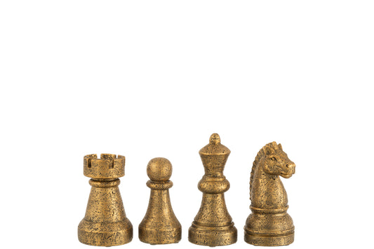 Schaakstuk Poly Antiek Goud Klein Assortiment Van 4