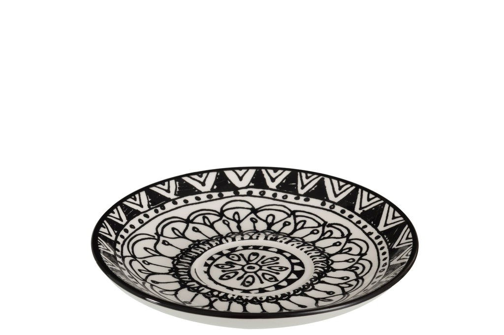 Koffiemok + Schotel Monochroom Boho Keramiek Zwart/Wit