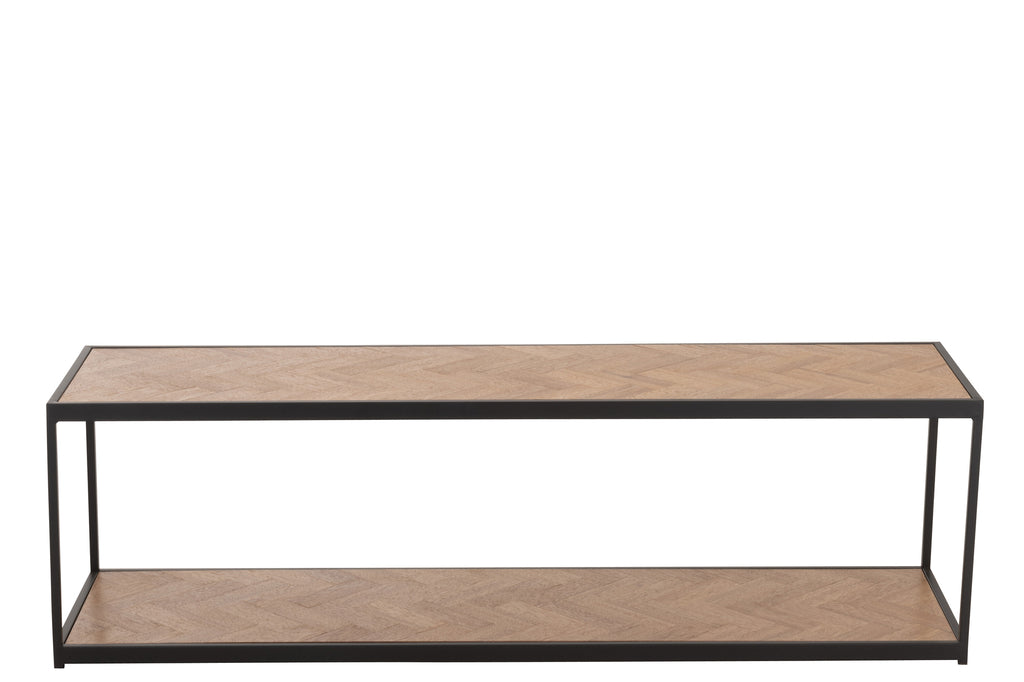 Salontafel Zigzag Rechthoek Hout/Metaal Naturel/Zwart