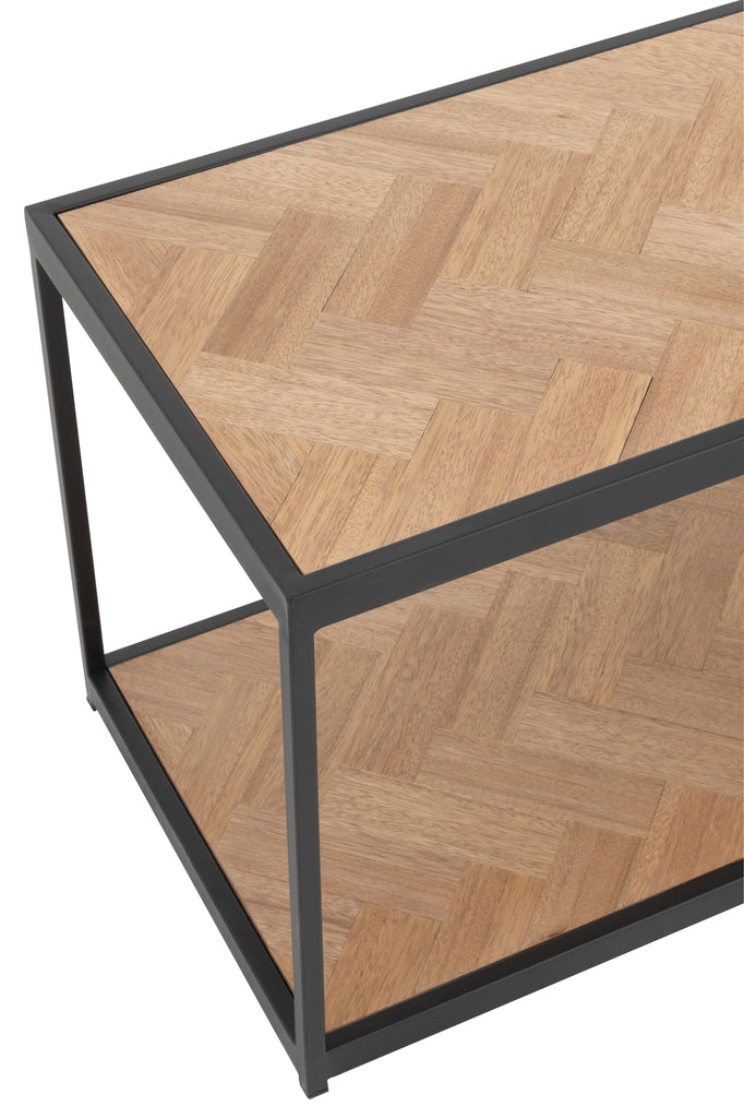 Salontafel Zigzag Rechthoek Hout/Metaal Naturel/Zwart