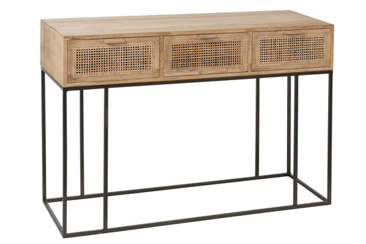 Console 3 Laden Geweven Riet Mango Hout Natuurlijk