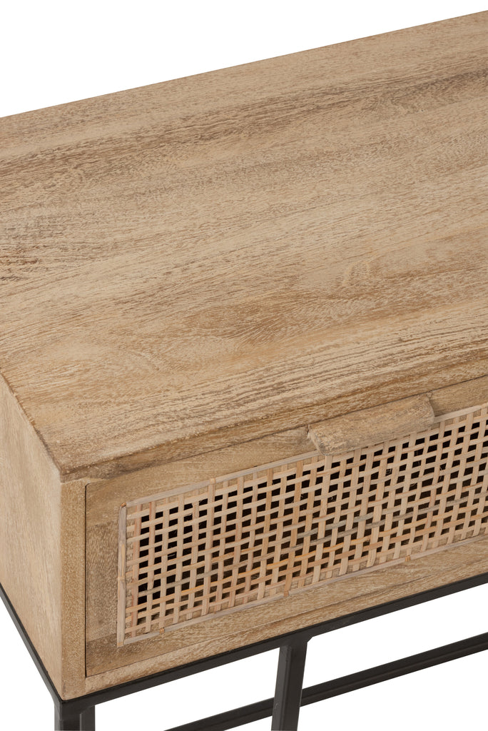Console 3 Laden Geweven Riet Mango Hout Natuurlijk