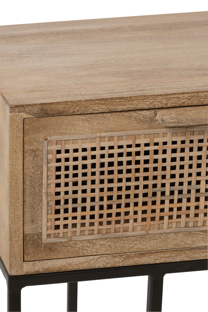 Console 3 Laden Geweven Riet Mango Hout Natuurlijk