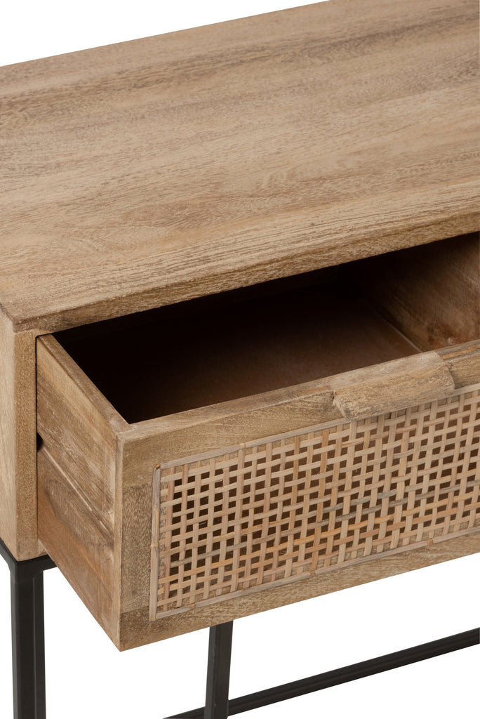 Console 3 Laden Geweven Riet Mango Hout Natuurlijk