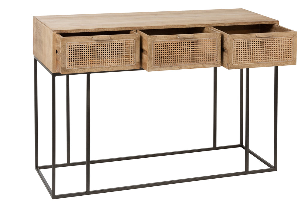 Console 3 Laden Geweven Riet Mango Hout Natuurlijk