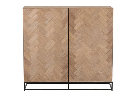 Kast Laag 2 Deuren Zigzag Hout/Metaal Naturel/Zwart