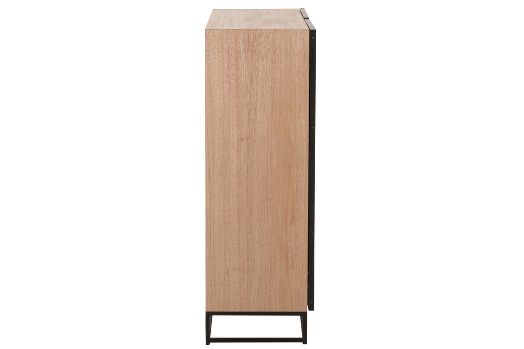 Kast Laag 2 Deuren Zigzag Hout/Metaal Naturel/Zwart