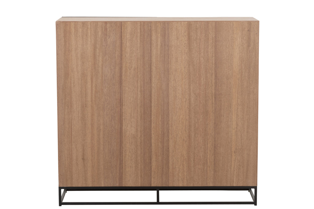 Kast Laag 2 Deuren Zigzag Hout/Metaal Naturel/Zwart