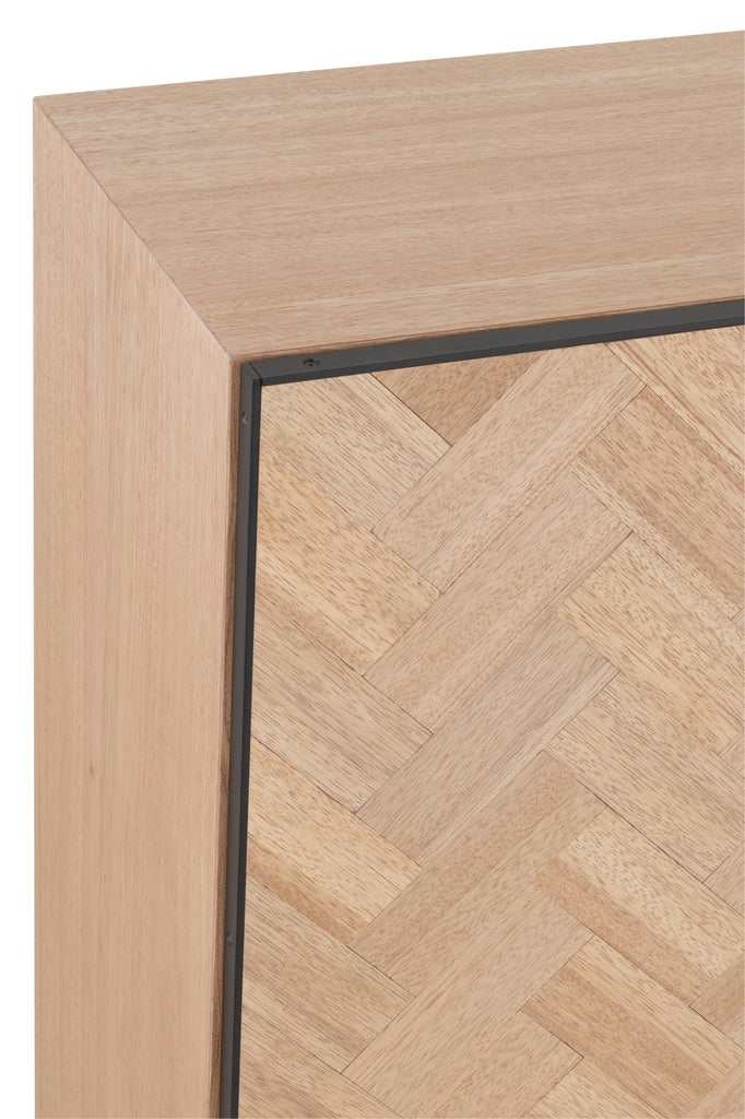 Kast Laag 2 Deuren Zigzag Hout/Metaal Naturel/Zwart