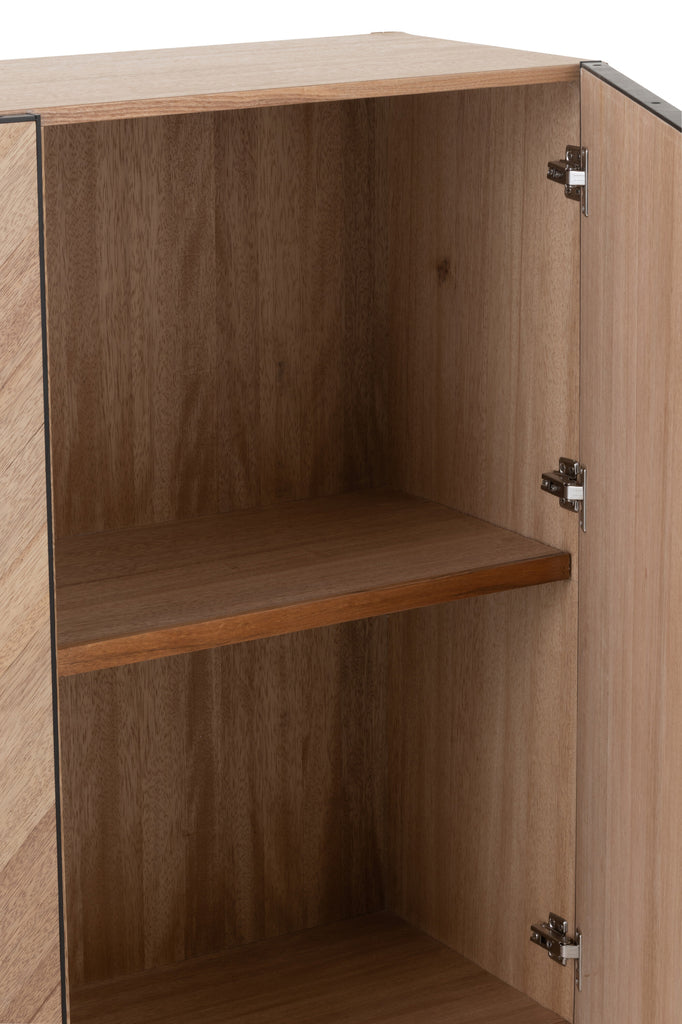 Kast Laag 2 Deuren Zigzag Hout/Metaal Naturel/Zwart