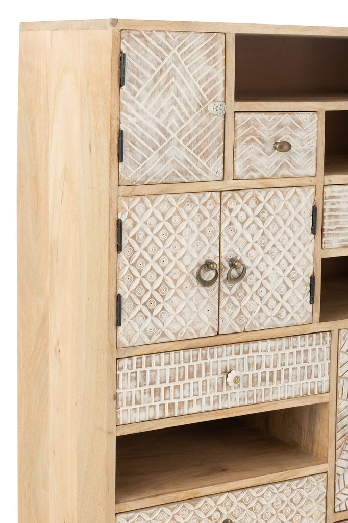 Kast 10 Laden Motieven Hout Beige