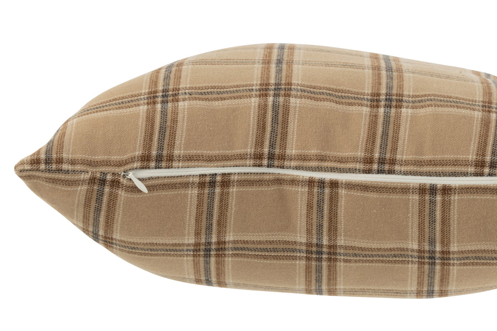 Kussen Geruit Textiel Beige