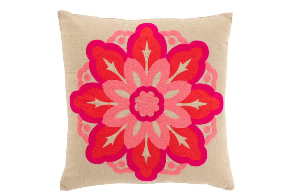 Kussen Bloem Katoen Beige/Roze