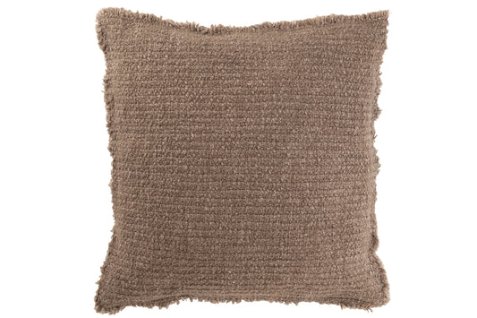 Kussen Gerafelde Randen Katoen/Polyester Taupe