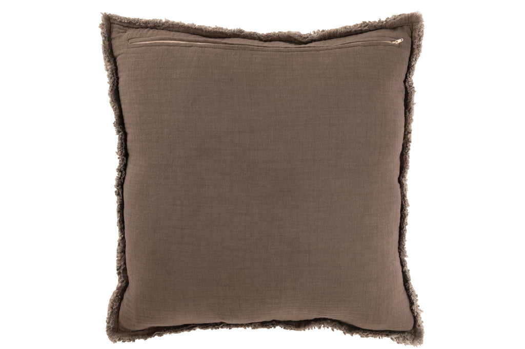Kussen Gerafelde Randen Katoen/Polyester Taupe