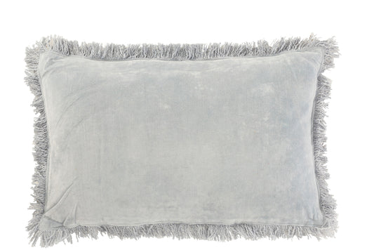 Kussen Fringe Katoen Fluweel Blauw