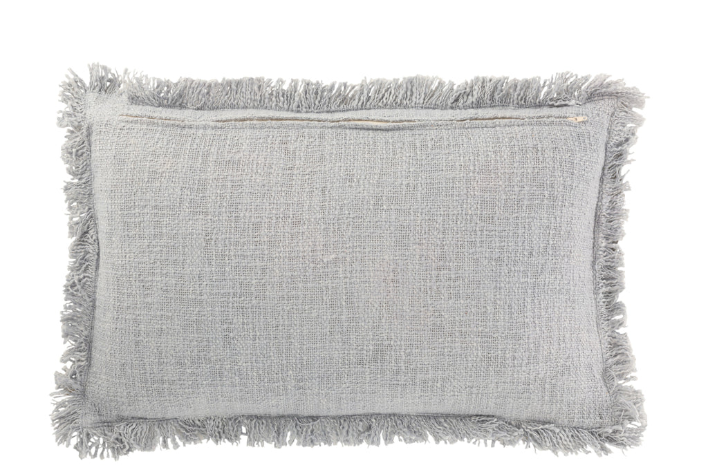 Kussen Fringe Katoen Fluweel Blauw