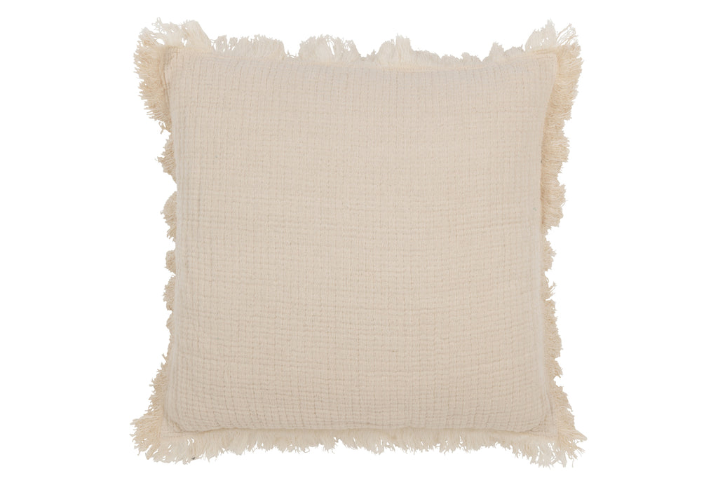 Kussen Franjes Katoenen Mousseline Licht Beige